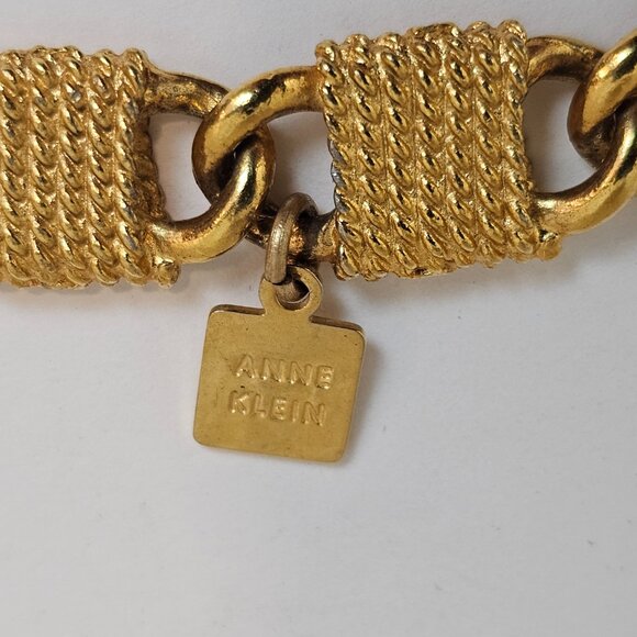 Anne Klein Vtg Lion Head Necklace Clip On Earring Set Gold Tone Statement Chunky - Picture 8 of 17